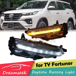 LED DRL Daytime Running Light For Toyota Fortuner 2021+ Driving Fog Lamp With Sequential Dynamic Yellow Turn Signal Front Bumper