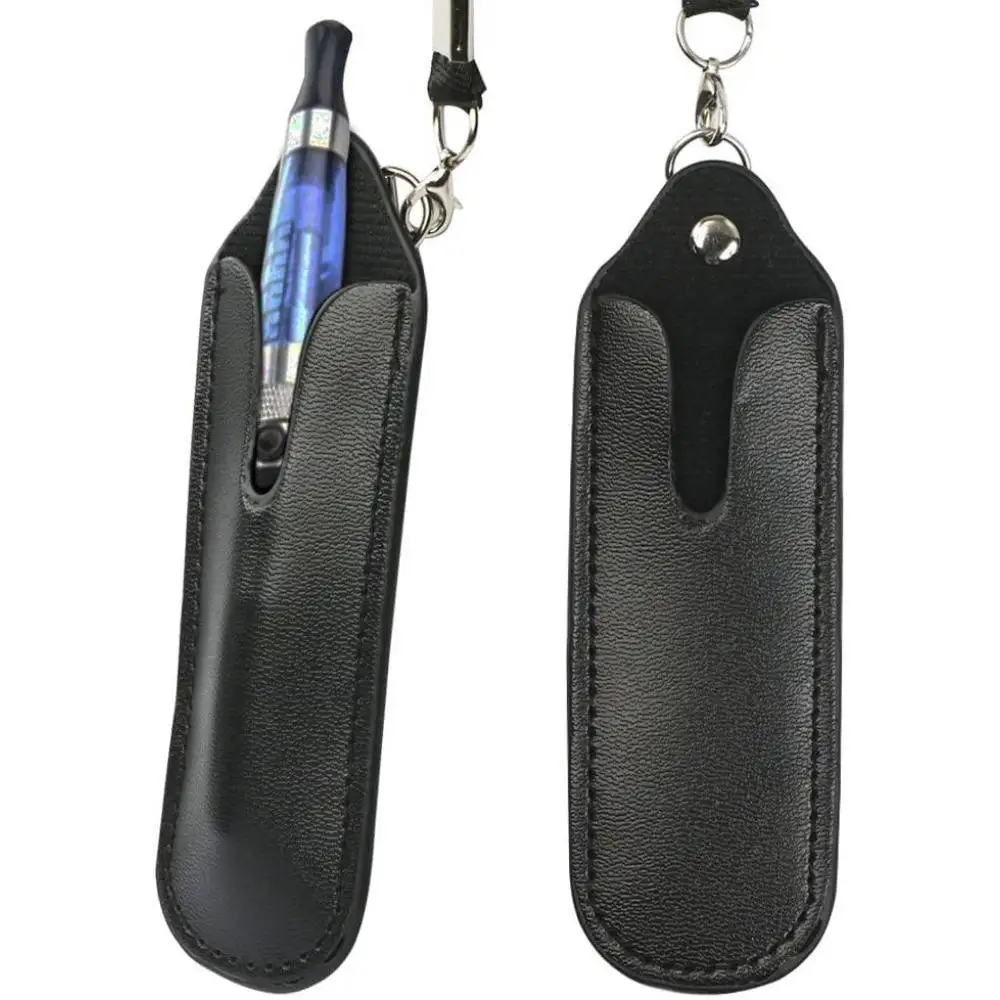 

Black Leather Electronic Cigarette Holder Case Portable Vape Pen Pouch with Keychain Anti Scratch Protective Sleeve for Smoking
