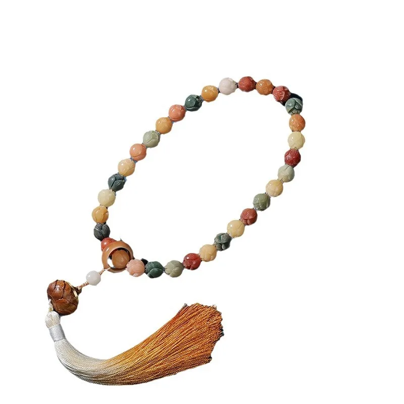 Lotus Bodhi Bracelet Double Loop Tassel Beaded Handheld for Men and Women Traditional Cultural Prayer Beads Gifts view 5
