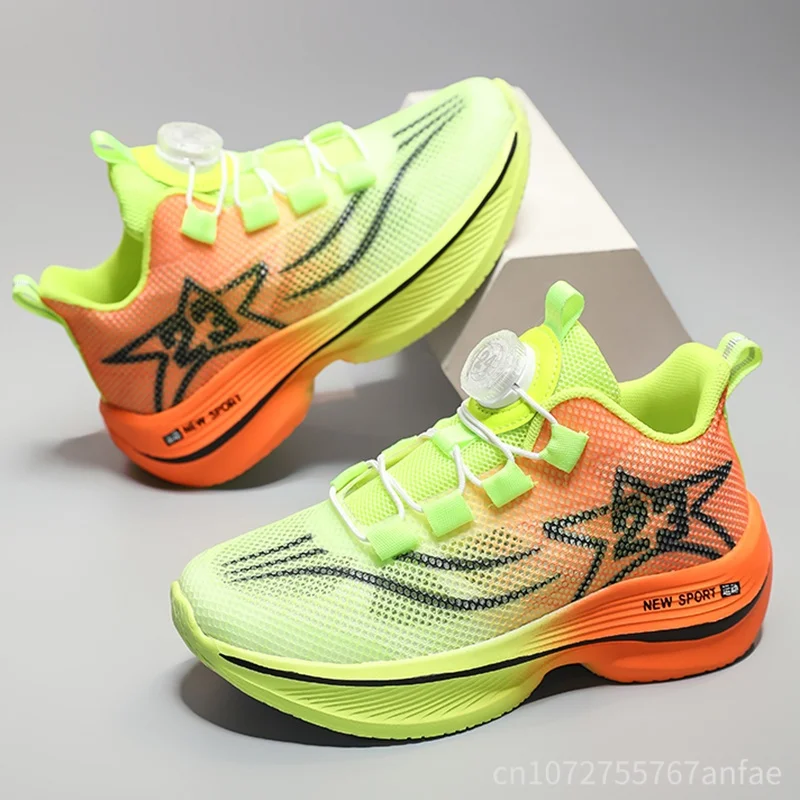 Childrens Sports Shoes Fashion New Knob Buckle Comfortable Exercise Tennis Shoes Breathable Casual Walking Shoes for Boys Girls view 3