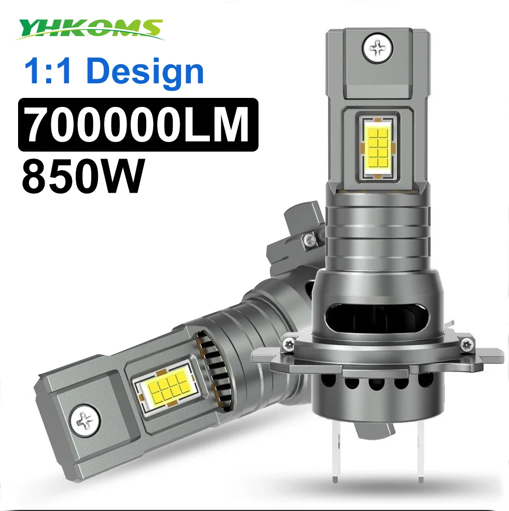 YHKOMS 850W Canbus H7 LED Car Headlights 1:1 Mini Size LED Bulb 6000K 700000LM Auto Lamp Fog Light CSP Wireless Car LED with Fan