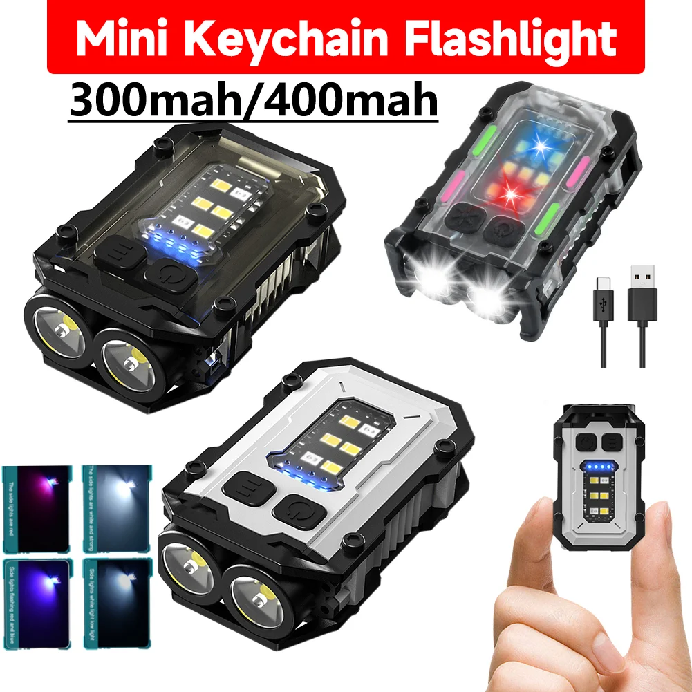 

Мини-брелок-фонарик с зарядкой через USB, яркий фонарик высокой яркости, 180LM/300LM, дисплей мощности, аварийный рабочий фонарь для ночного бега
