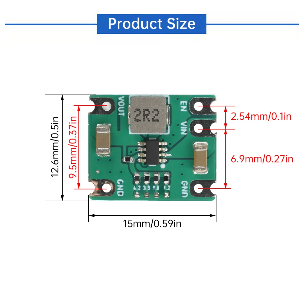 DC 2.5-6V to 1.2V/1.8V/3.3V/4.2V 2A Add Adjustable Voltage Shorting Point Conversion Efficiency 95% DC-DC Step-Down Power Modul