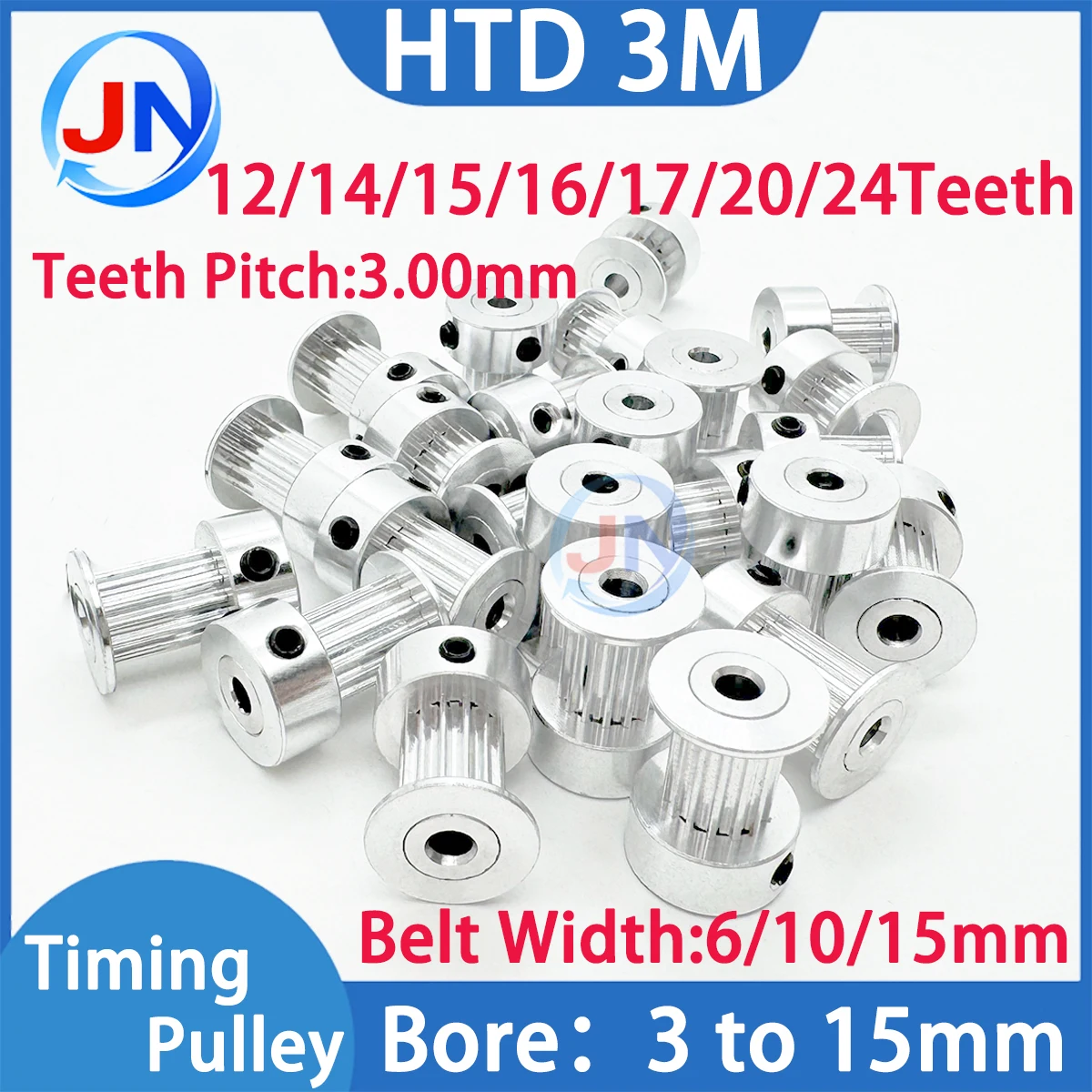Poulie de synchronisation HTD 3M, alésage 3/4/5/6.35/7/8/10/12/14/15mm, 12 dents, 14 dents, 15 dents, 16 dents, 20 dents, 24 dents, poulie synchrone HTD3M