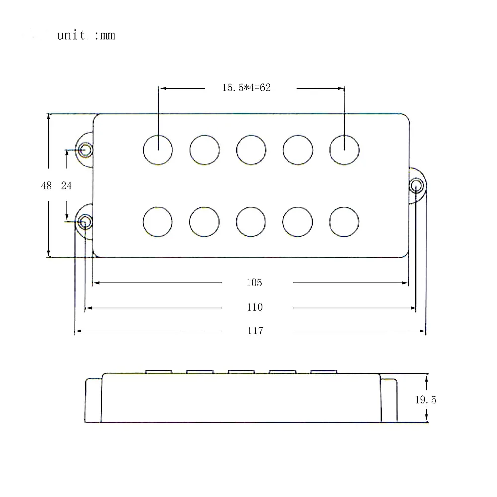 1 Pcs 5 String or 6 String Open Type Bass Guitar Pickups Humbucker Pickups with 4 Corewire Black