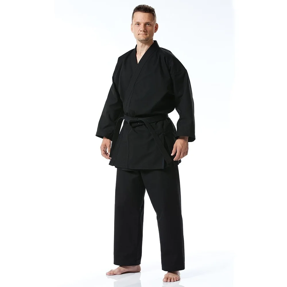 Black Karate Gi Uniform with Black Belt for Kids Teens Adults Martial Arts Suit Free Kicking Karate Karate Practice Class Outfit