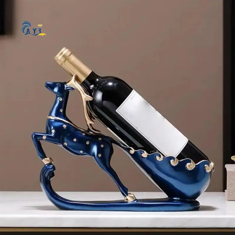 

AY03-Resin Wine Rack Retro Reindeer Red Wine Rack Display Storage Organizer Shelf For Christmas Bar Home Decor(Only Holder)
