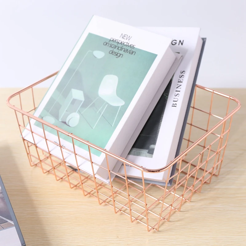 Rose Gold 2 Pack ตะกร้าลวดชุดเก็บ Decor หัตถกรรมห้องครัวจัดระเบียบ.สำหรับตู้เสื้อผ้า,ตู้,Pantries,Office Storage