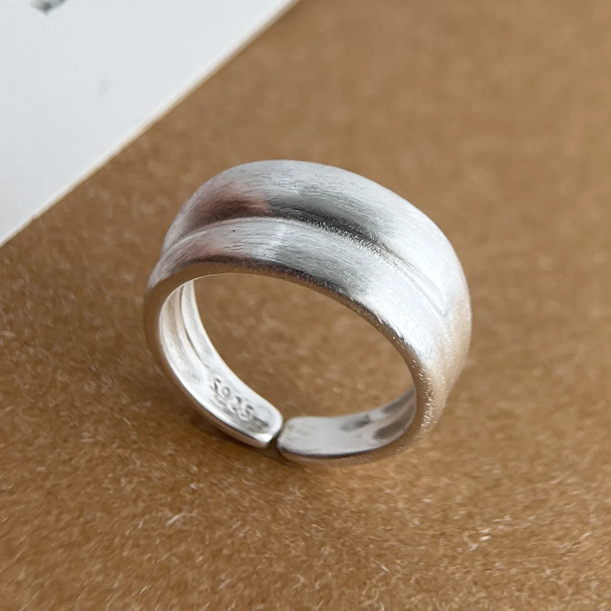 Women's 925 Sterling Silver Wide Shining Oval Open Ring