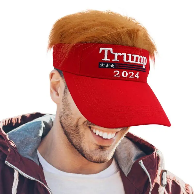 Trump Hats 2024 Donald Trump 2024 Cap Wig Visor Half Hat Support for Trump Hat Adjustable 2024 Baseball Cap Outdoor Sunscreen