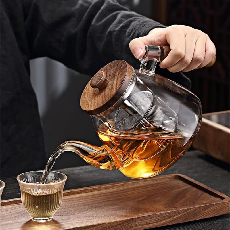 

1000ml High Borosilicate Glass Teapot Cooking and Steaming Dual Purpose Glass Tea Pot Tea Kettle Tea Infuser Teaware