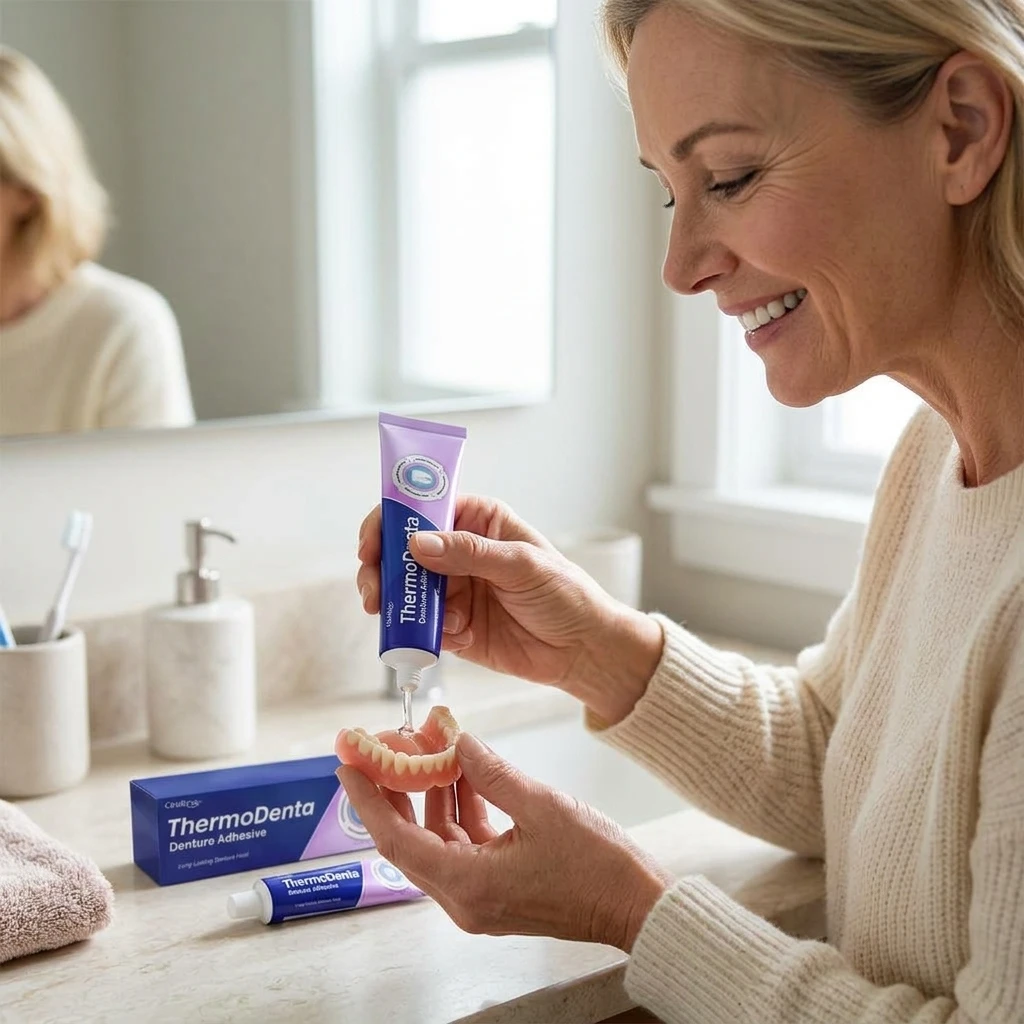 Thermoplastic Denture Adhesive Glue for Upper & Lower Denture Waterproof Chewing Comfortable Dentures Fixing Cream 40g
