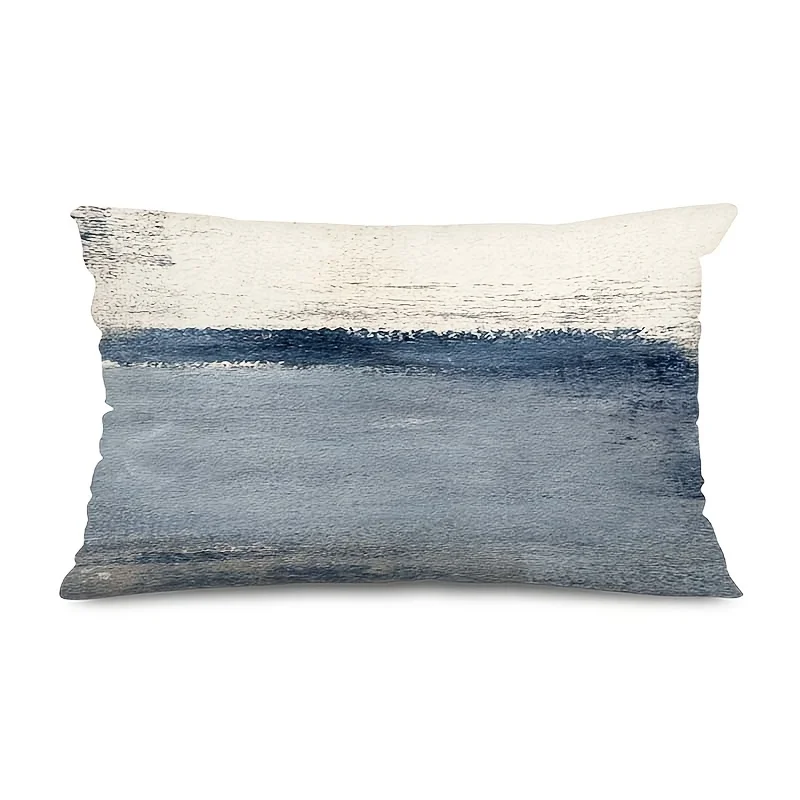 1pc Blue White Abstract Seascape Watercolor Pillow Cover,Suitable for Sofa,Bedroom,Living Room,Study,Healing Gift for Art Lovers