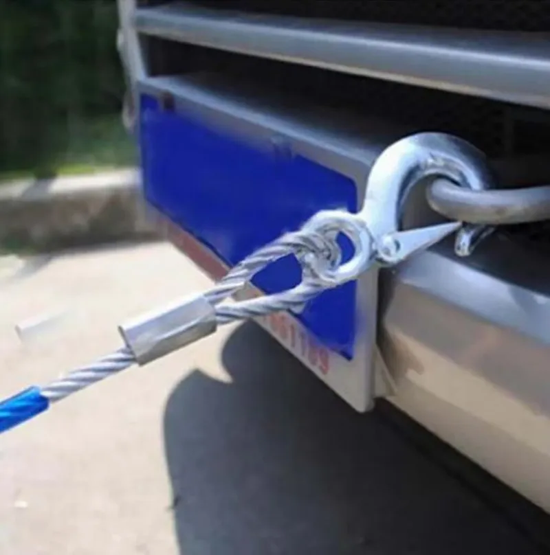 Auto Car Vehicle Boat Steel Wire Tow Rope Emergency Steel Cable Towing Strap Hauling Pulling Line with Hook 5 Ton 4m