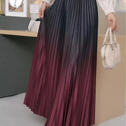 TFETTERS Pleate Skirts Women Fashion Casual Gradient Color Skirt for Women Spring Summer Hight Waist Office Lady Long Skirts