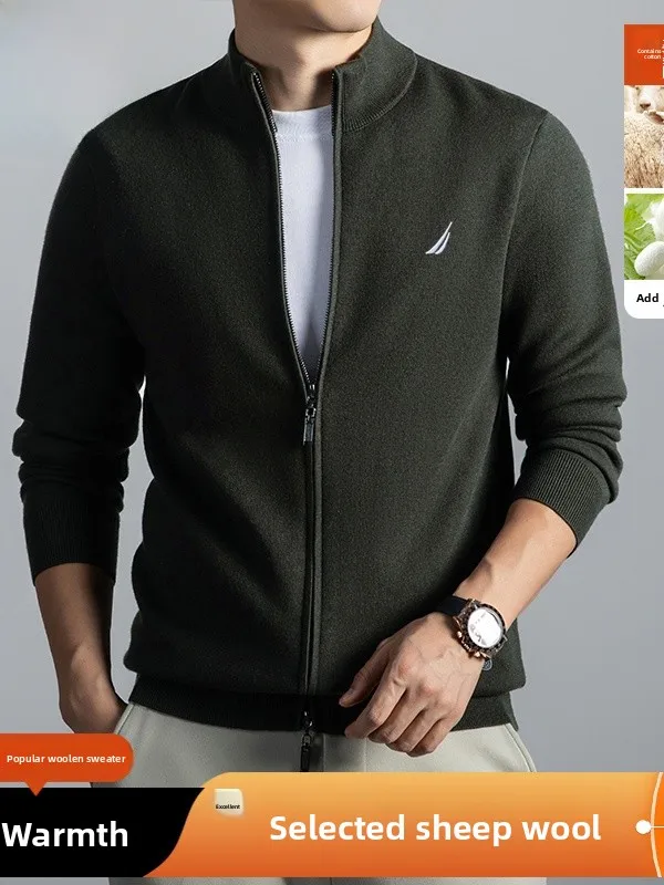 

Мужской шерстяной свитер Nautica на молнии, повседневная деловая верхняя одежда, новая утепленная модель для осени и зимы