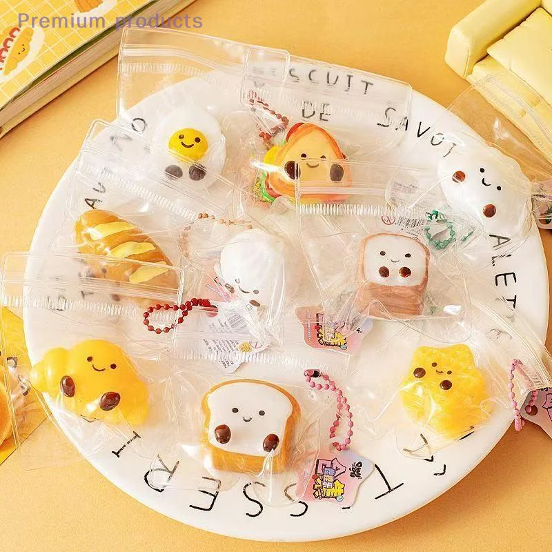 5 pçs chaveiro pingente descompressão brinquedos sensoriais para bonito dos desenhos animados comida squeeze brinquedo mini lento alívio do estresse brinquedos crianças adultos