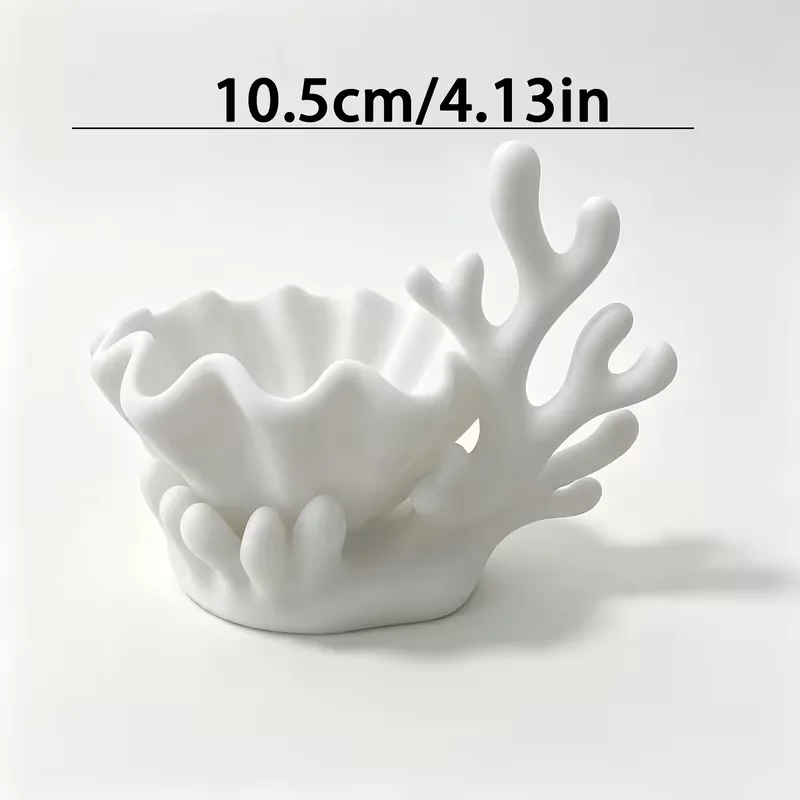 Nordic Ocean Style Coral-Shaped Jewelry Tray Durable Plastic Shell Storage Organizer Decorative Tray for Bedroom Bathroom