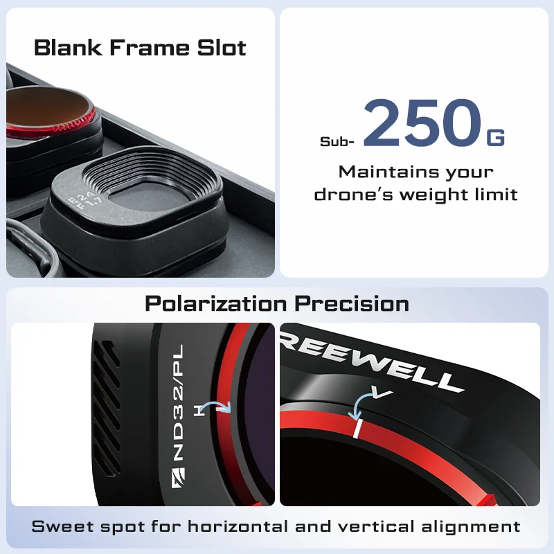 Freewell Drone ND Filter Bright Day ND16/32/64/128/256 and ND1000-PL GND Compatible With DJI Mini 4 Pro Filter Set Accessories