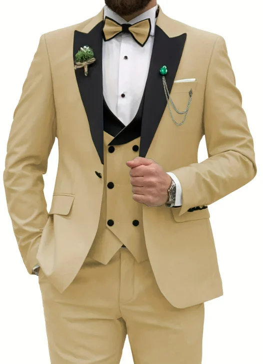 Men's Three-piece Suit Set Groom Wedding Banquet Plus Size Slim Fit Blazer For Men Multicolor