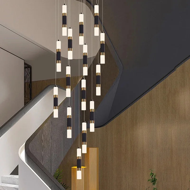 Nowoczesna nordycka lampa wisząca LED nad stół w jadalni, oświetlenie wewnętrzne, żyrandol do zawieszenia na schodach, lampy do salonu, żyrandole