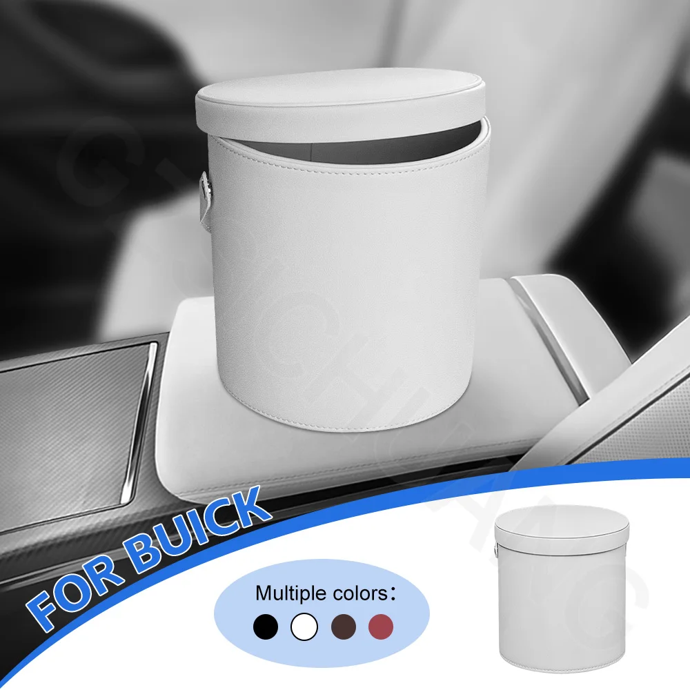 

Car Leather Trash Can For Buick Lacrosse ENCORE GX Regal 2017 - 2021 2022 2023 2024 Car Circular Storage Bucket Car Accessories