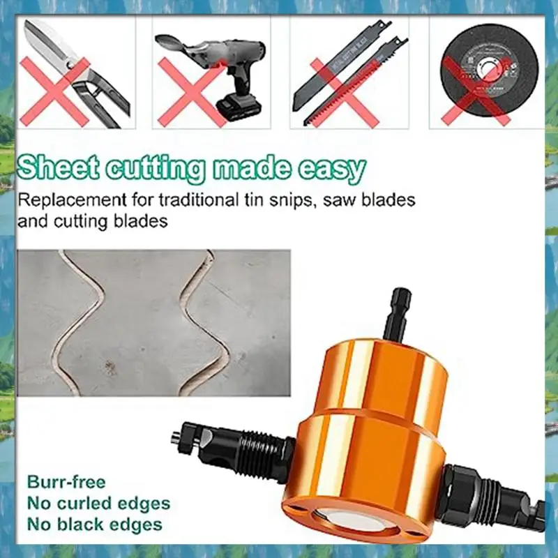 Fast Delivery- Drill Attachment Metal Cutter With Extra Punch For Straight Curve And Circle Cutting