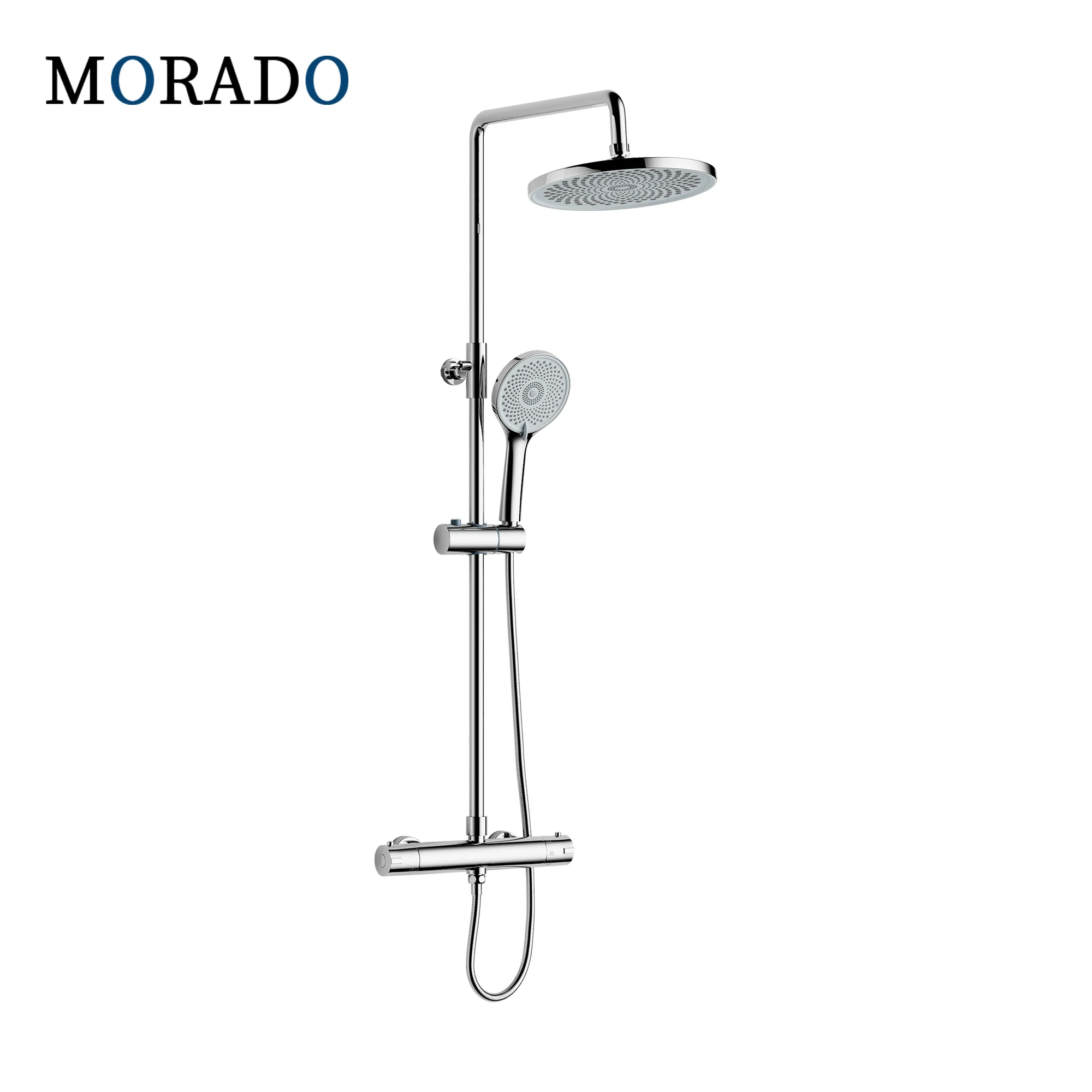 MORADO Thermostatic Shower Mixer Set Chrome Brass Thermostatic Shower System Rainfall Bath Shower Faucet Set Water Valve Tap