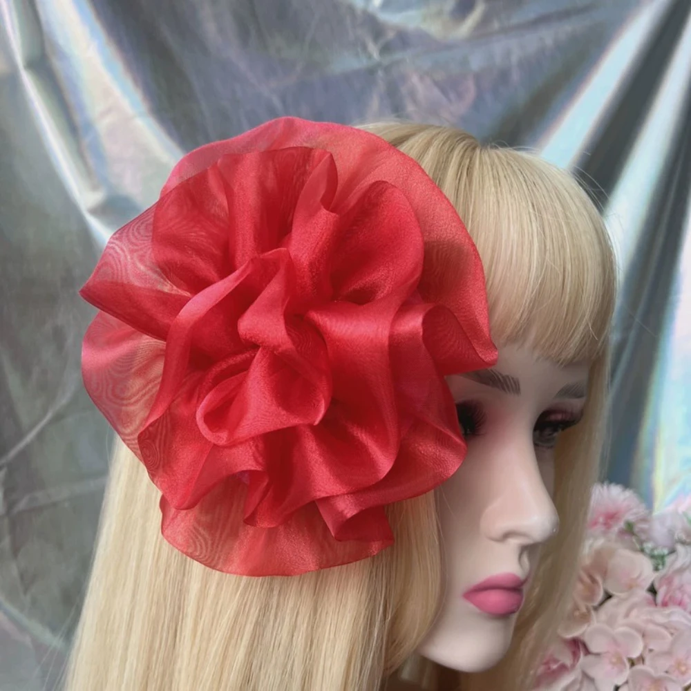 

15CM Fabric Flower Hair Clips for Women Show Stage Performance Hairpins Wedding Party Headpiece Hair Accessories