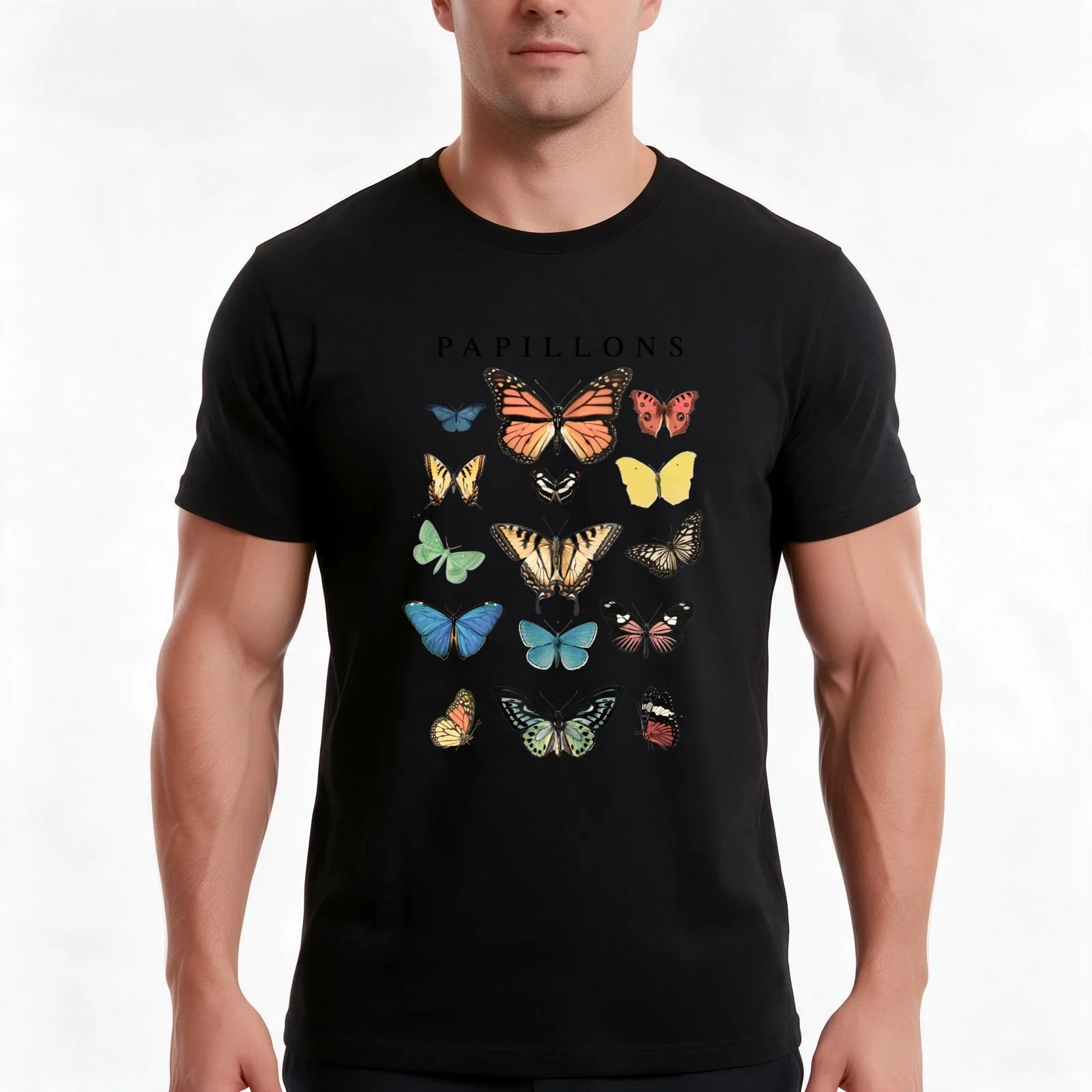 Papillons Butterfly T-Shirt Summer Casual Cotton Tee Oversized Streetwear Tops Vintage Graphic Print Loose Fit Short Sleeve