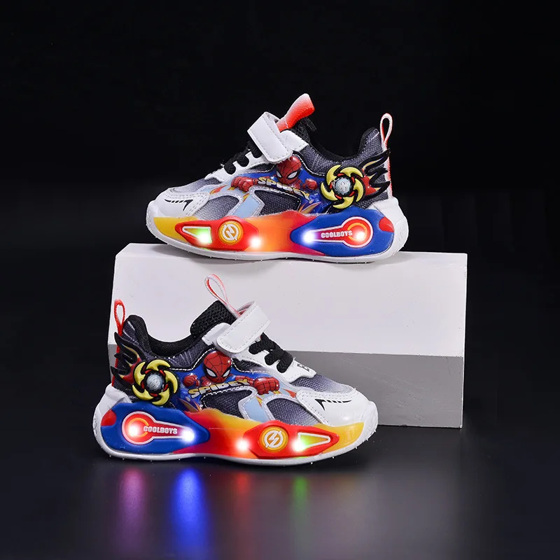 أحذية ديزني الخفيفة للأطفال موضة كارتون سبايدرمان للأولاد أحذية رياضية للبنات أحذية كاجوال قابلة للتنفس أحذية رياضية للأطفال 21-30 #3