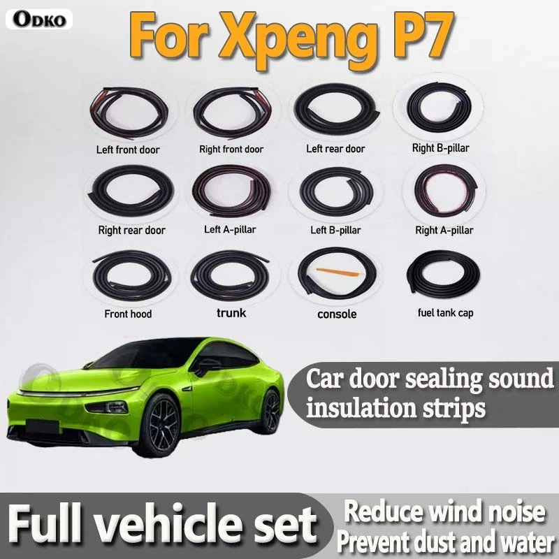 Car Door Seal Strip Rubber Noise Insulation Dustproof Seal Strip Not easy to Fall off For Xpeng Xiaopeng P7 Car Accessories12Pcs