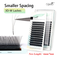Yelix 3D Lashes Natural Soft 3D Narrow W Shape Eyelash Extension Smaller Spacing Premade Volume Lashes Brazilian Volume Lashes