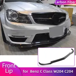 Carbon Fiber Car Front Bumper Lip Spoiler for Mercedes Benz C Class W204 C204 C63 AMG 2012-2014 Front Lip Splitters Body Kit