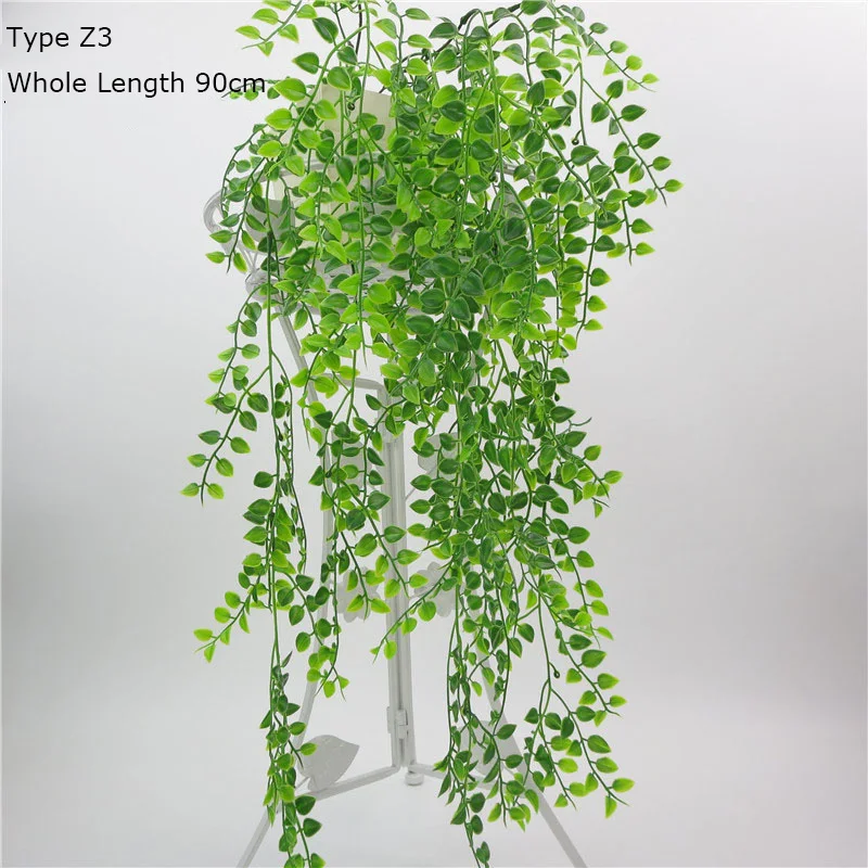 70cm Artificial Green Plants Hanging Ivy Leaves Radish Seaweed Grape Fake Flowers Vine Home Garden Wall Party Decoration