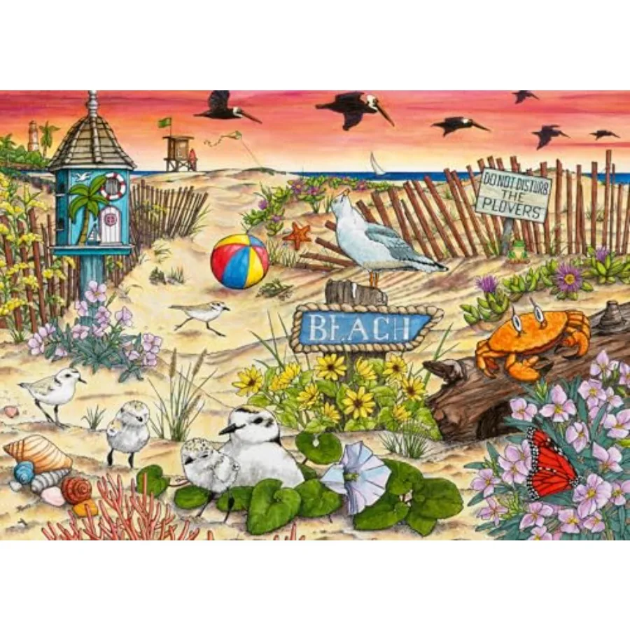 

Don't Disturb The Plovers 1000 Piece Jigsaw Puzzle for Adults Unique Perfectly-Fitting Pieces Fun Vibrant Imagery