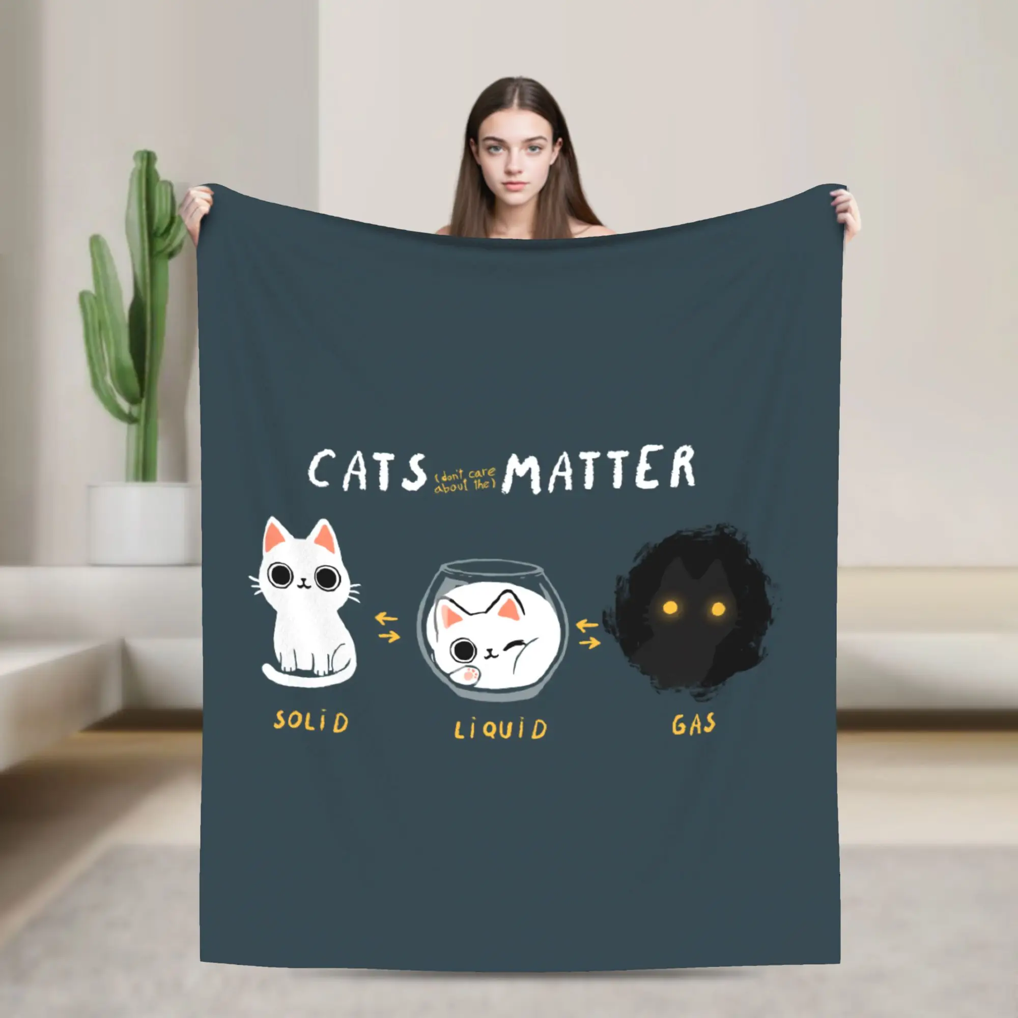 Custom Ultra-Soft Fleece Cats Matter Science Kitty Physics Cat Throw Blanket Warm Flannel Blankets for Bedding Travel Sofa Quilt