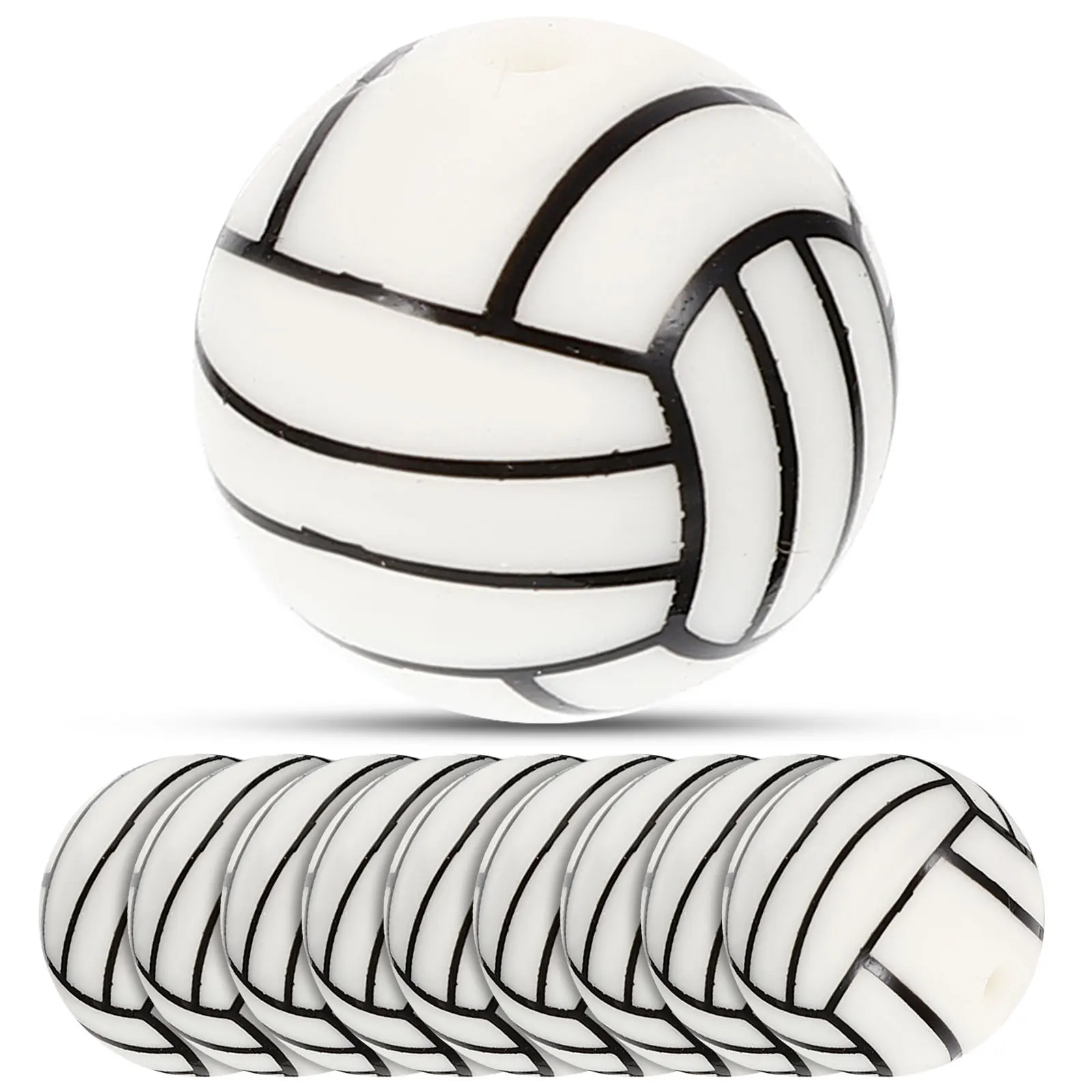 

10Pcs Sports Ball Shape Silicone Beads DIY Jewelry Craft Supplies for Bracelet Necklace Making Accessories DIY Beads