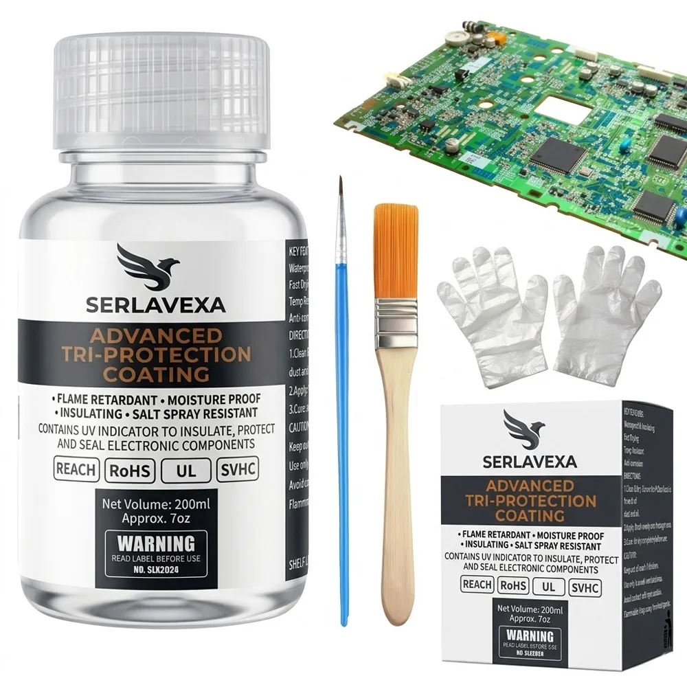 Electronic Component Waterproof Coating - Serlavexa 60ml Tri-Protection PCB Coating, Insulating & Salt Spray Resistant Kit