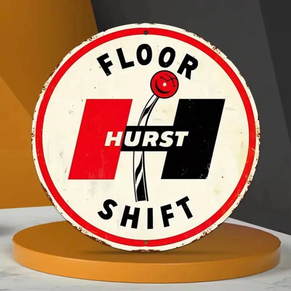 Hurst Vintage Floor Shift Sign Metal Tin, Garage Man Cave Wall Decor Weatherproof
