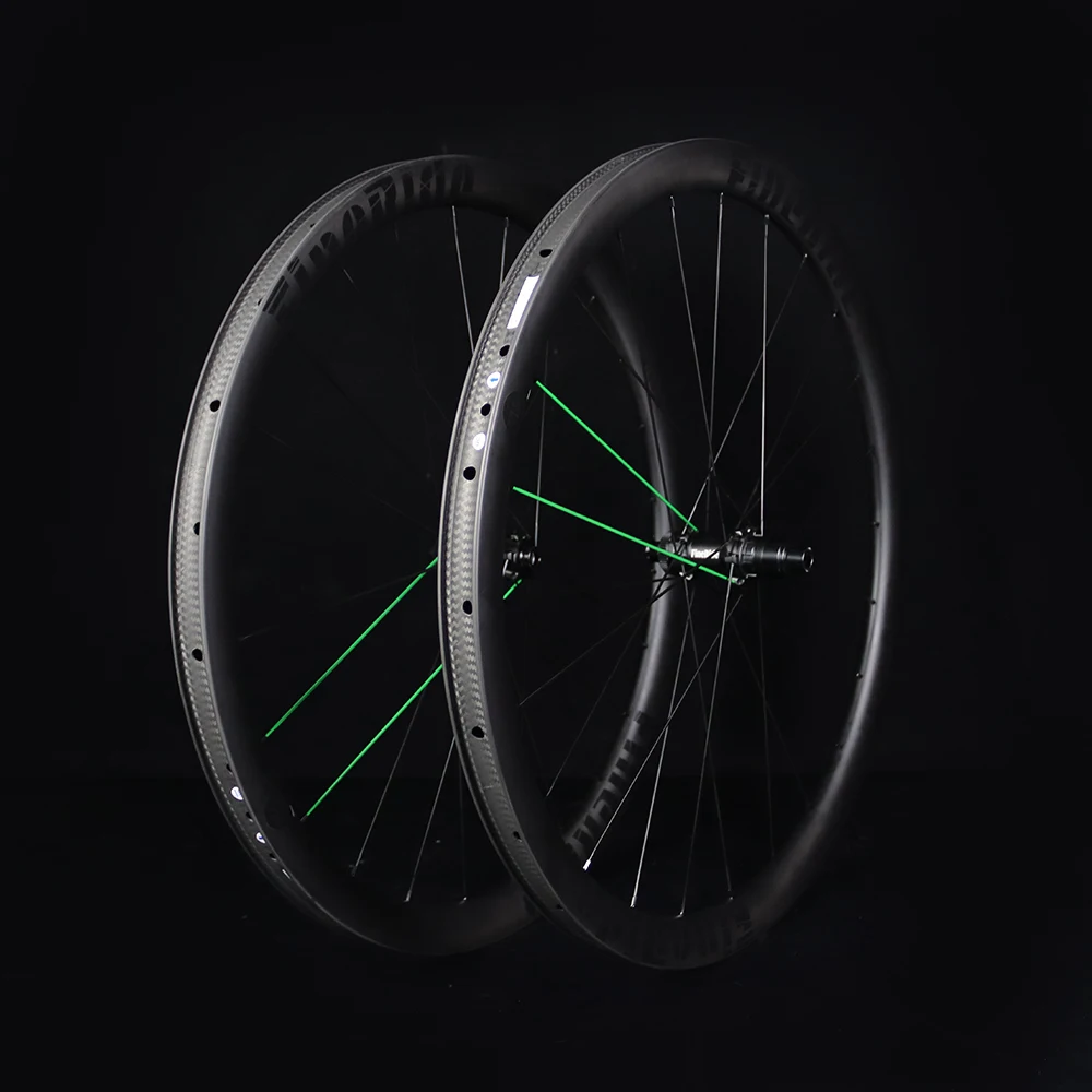 FineRide Carbon Wheels 700c Disc Gravel Wheelset Tubeless Ready 36T Ratchet Center Lock Hub Carbon Wheels Road Cycling