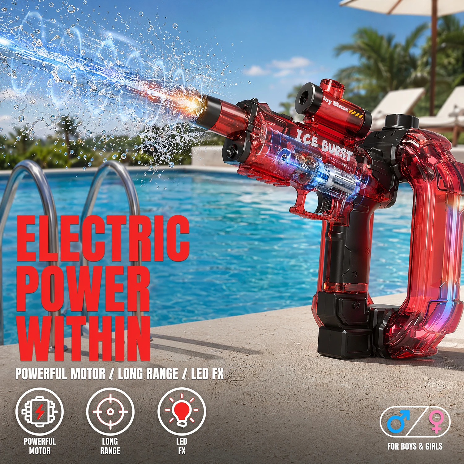 Electric Water Guns for Adults & Kids,Realistic Automatic Water Gun with 19-32 FT Long Range,350m-1250ml  Large Water Tank,Splash-Resistant Design,Summer Outdoor Pool Beach Toy for Backyard Games