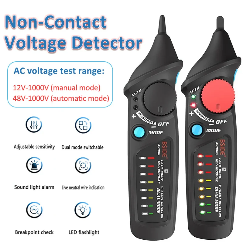 Voltage Detector Tester Indicator Non-Contact Smart Test Pencil Neutral Live Wire Breakpoint Check 12~1000V NCV Continuity Meter