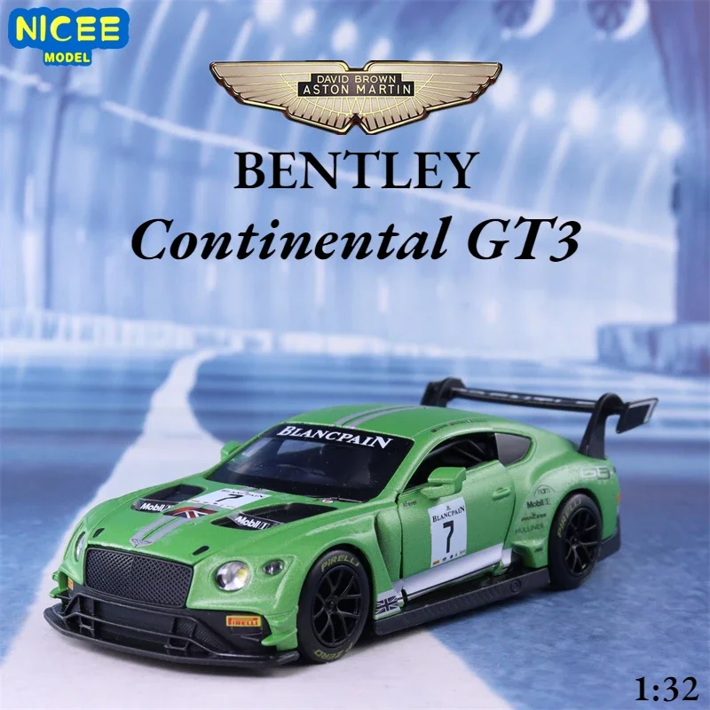 1:32 Bentley Continental GT3 racing car Diecast Metal Alloy Model car Sound Light Pull Back Collection Kids Toy Gifts E13