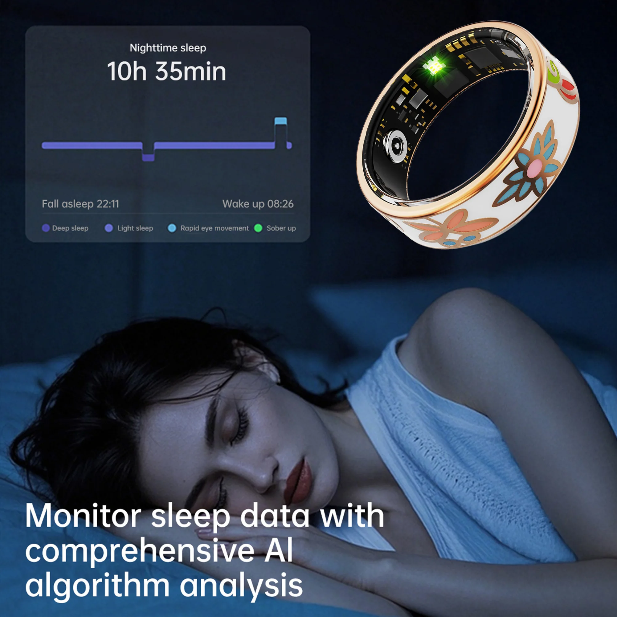 2025 جديد اللون المينا الحرفية حلقة ذكية لنظام أندرويد و IOS 5 ATM مقاوم للماء بلوتوث دعوة الصحة والنوم رجل الهدايا #6