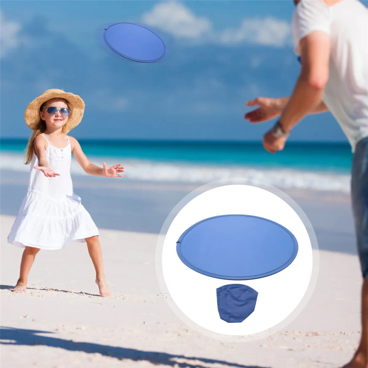 

Хороший складной круглый веер-синий