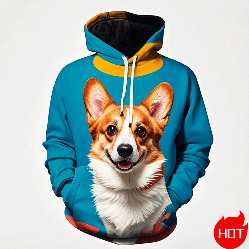 

Autumn Harajuku 3D Print Pembroke Welsh Corgi Hoodies For Men Cute Animal Corgi Graphic Hooded Hoody Fashion Sweatshirts Clothes