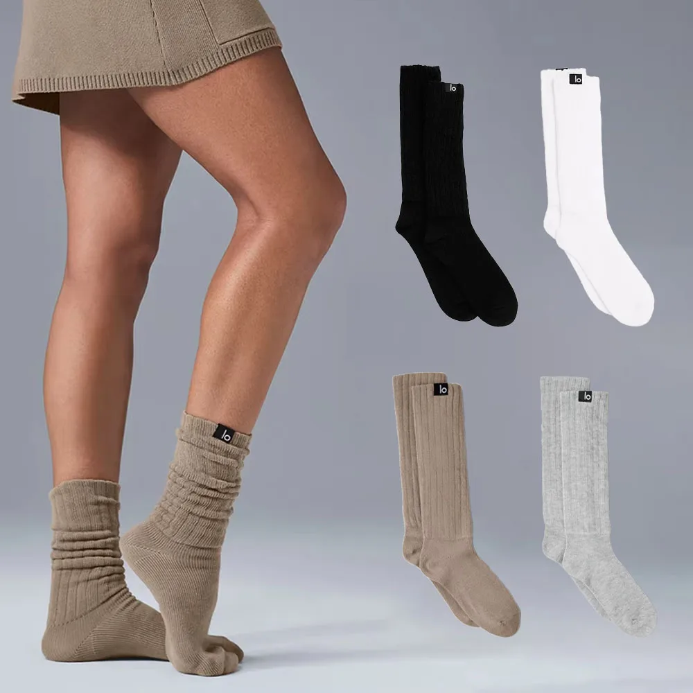 

LO Unisex Scrunch Sock Sports Socks Cotton Ladies Girls Casual Knee High Boot Sock Streetwear For Men Women High Boot Loose Sock