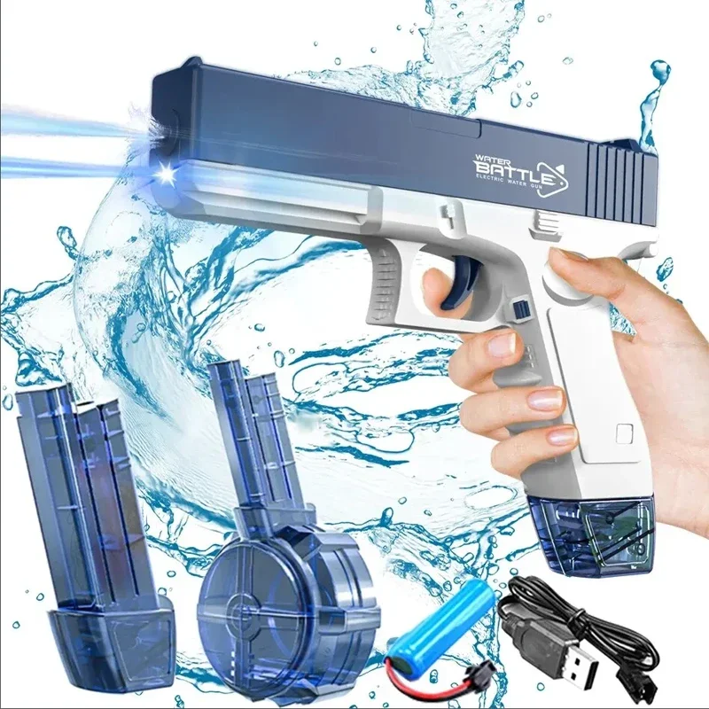 Cross-border Glock automatic electric water gun, large capacity continuous spray high-pressure water outdoor beach toys