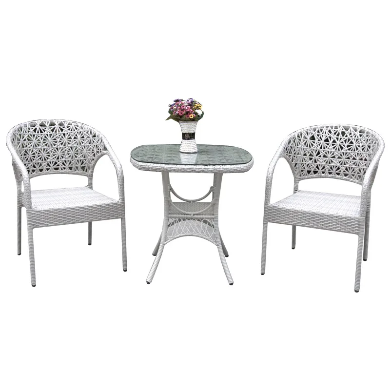 Garden Outdoor Leisure  Imitation Rattan Table Balcony Garden Rattan Chair Weaving PE Chair